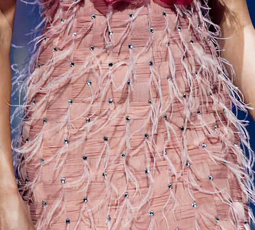 Woven chiffon, crystals and fringe