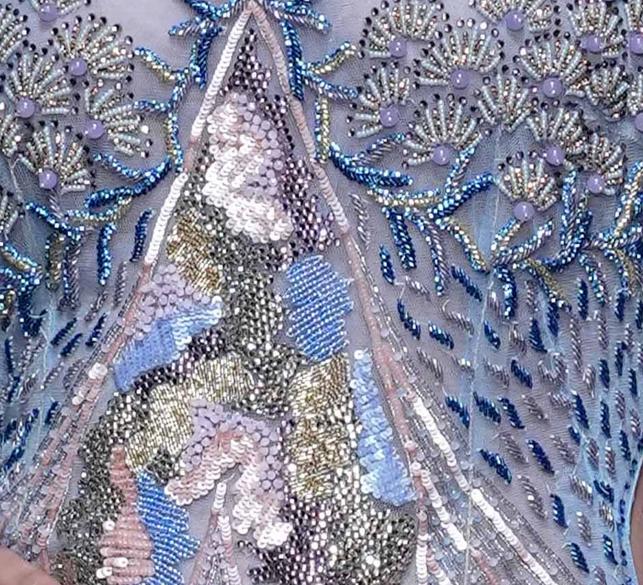 Cutdana, crystals and pearls