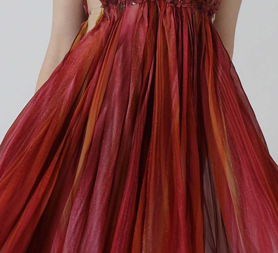 Pleats in flame tones