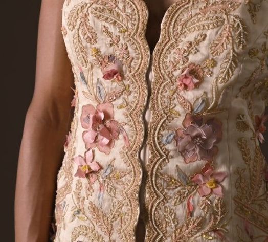 Threadwork and 3D florals