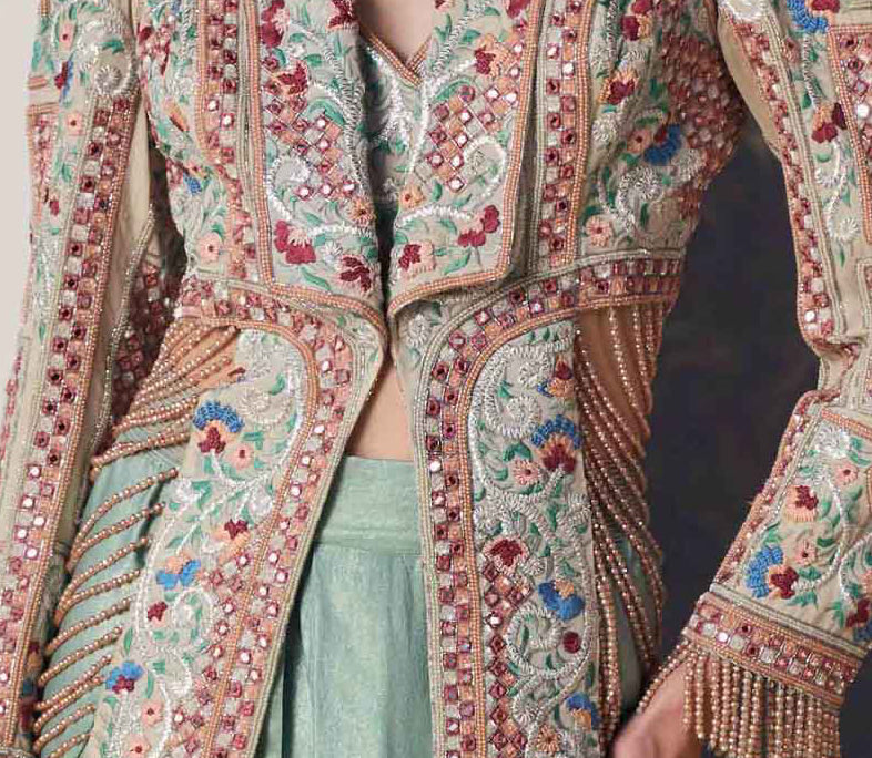 Threadwork, tiles and sequins