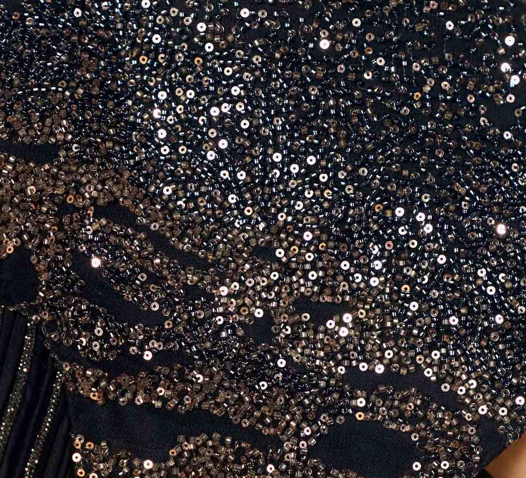 Sequins, bugle beads and fringe
