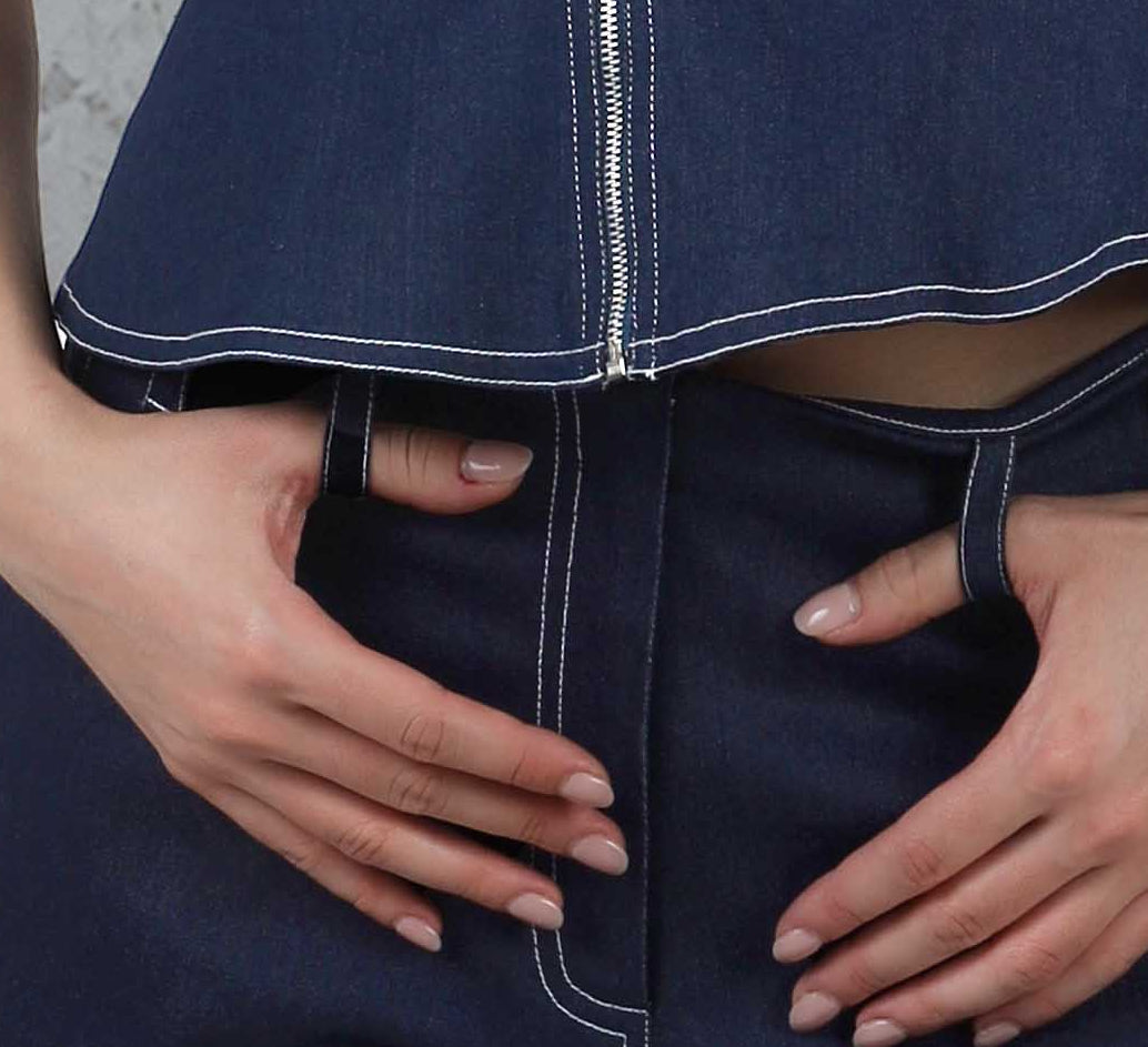 Topstitched denim