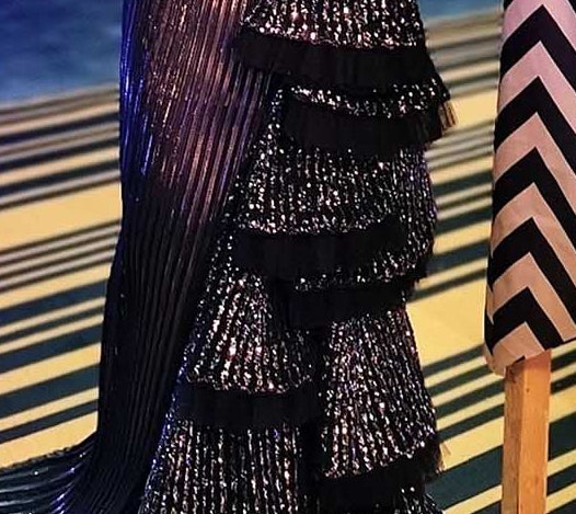 Pleats and sequin tiers