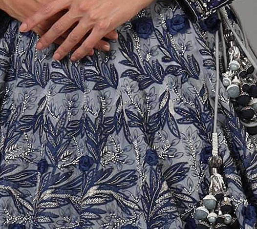 Floral embroidery on navy