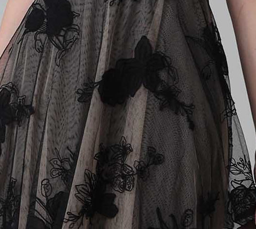 Embroidered florals on tulle