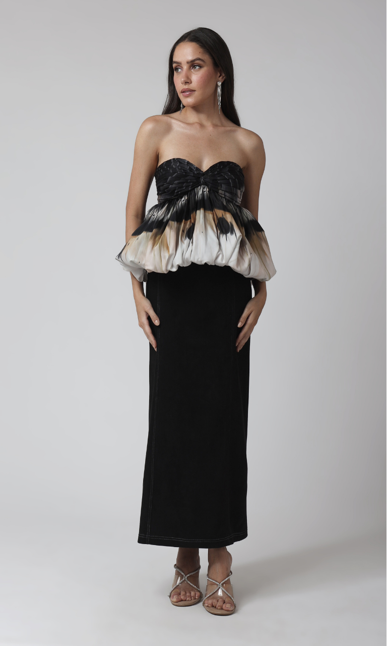 Eclipse Bloom Strapless Column Gown