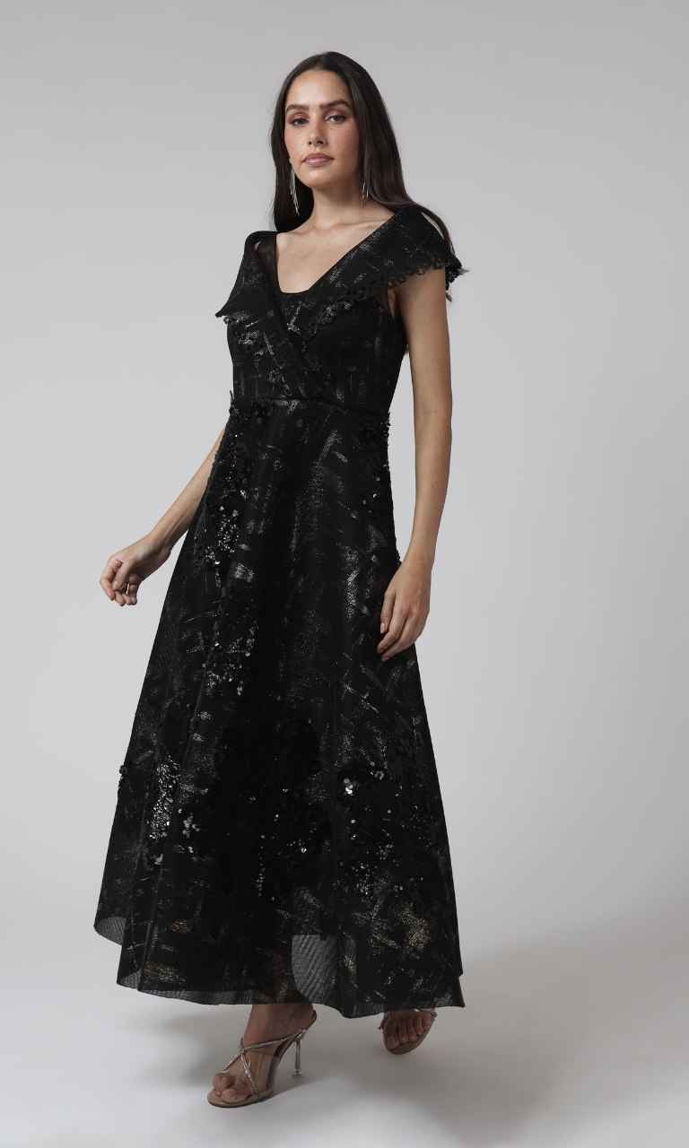 Noir Luminé Wrap Maxi Dress