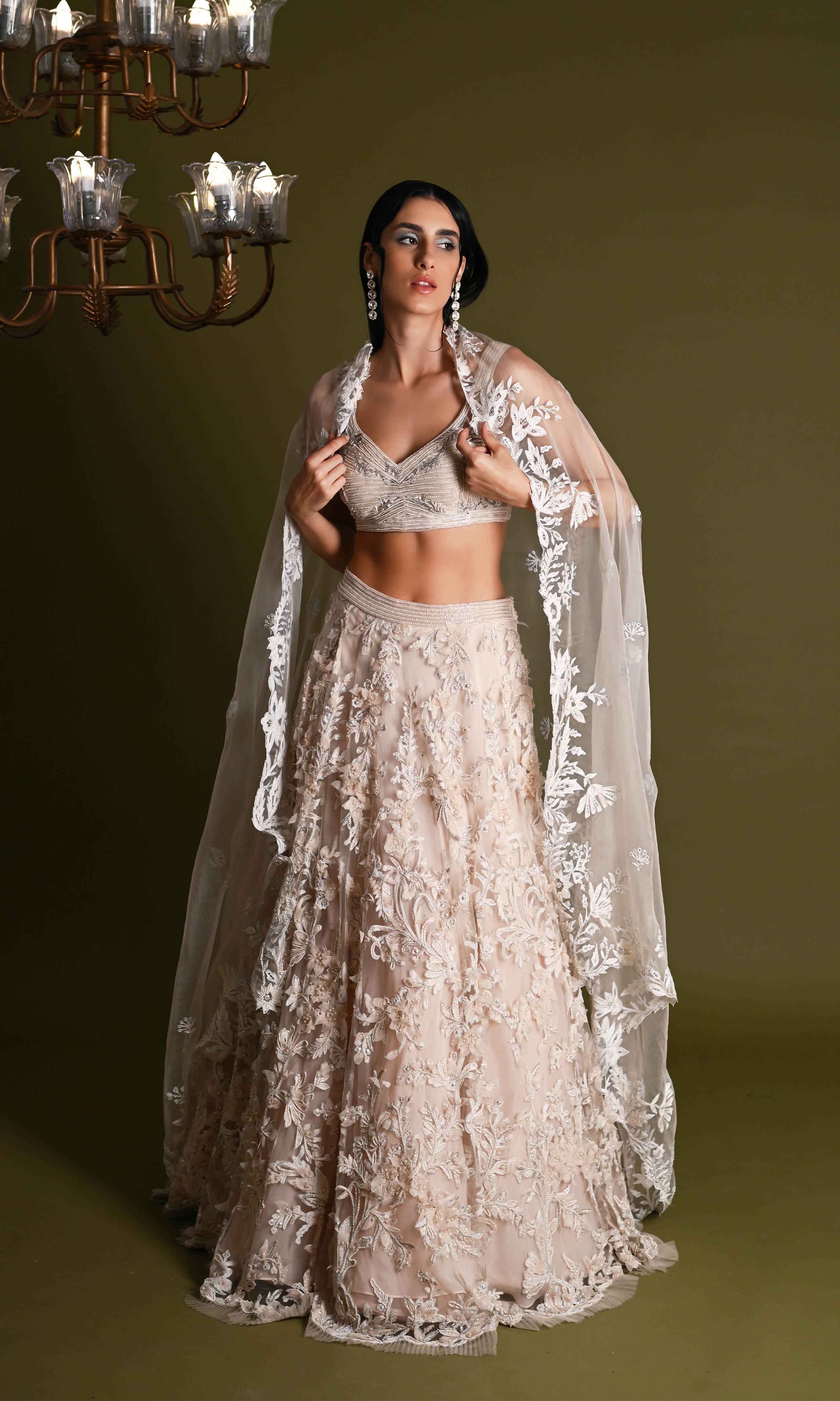3D florals on tulle