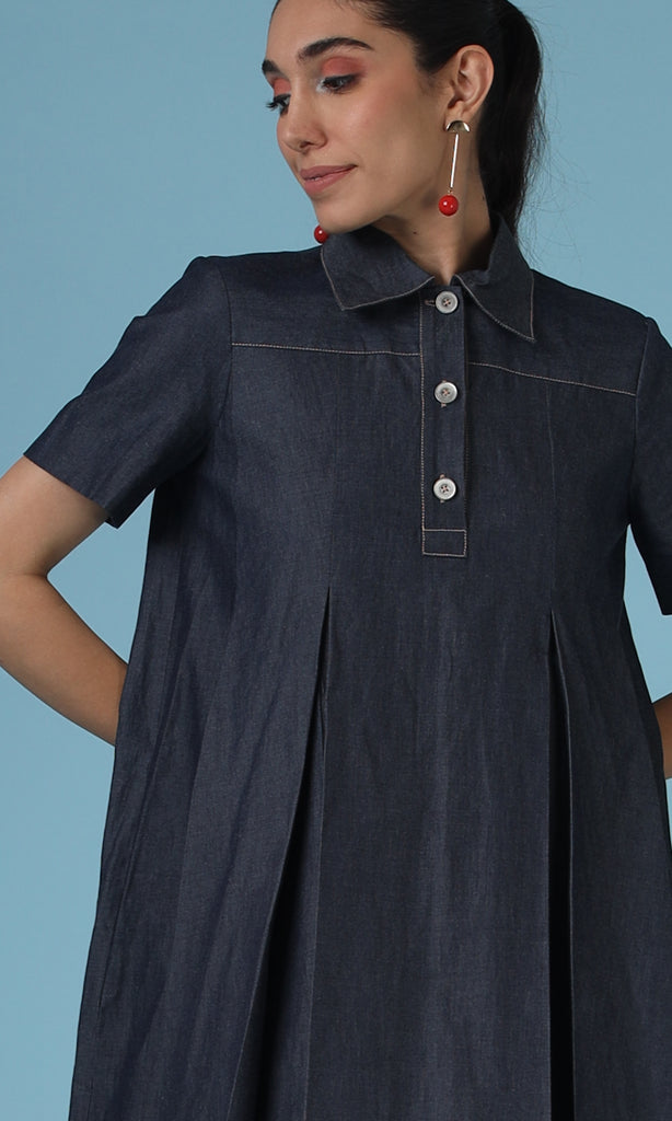 geisha designs denim dress Geisha Designs Square-neck Cutout Denim Maxi Dress in Blue