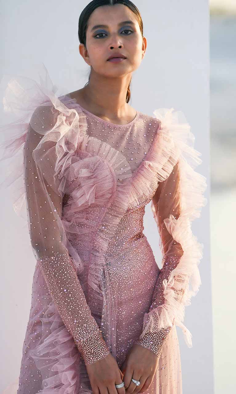 Crystals on tulle