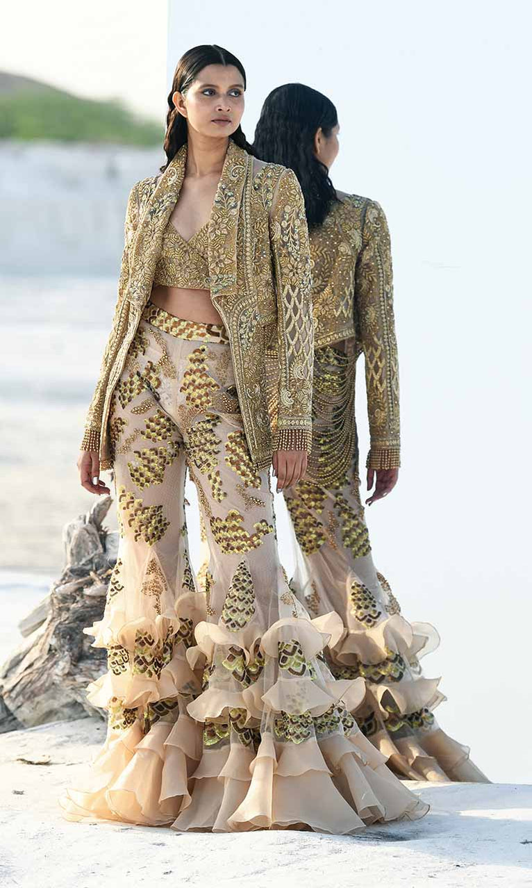 silviana peach gold prism gown 105000 . 00