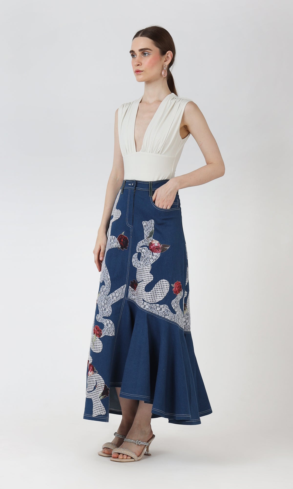 Asymmetrical Denim Skirt
