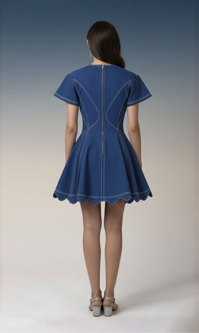 Blue Flare Mini Dress