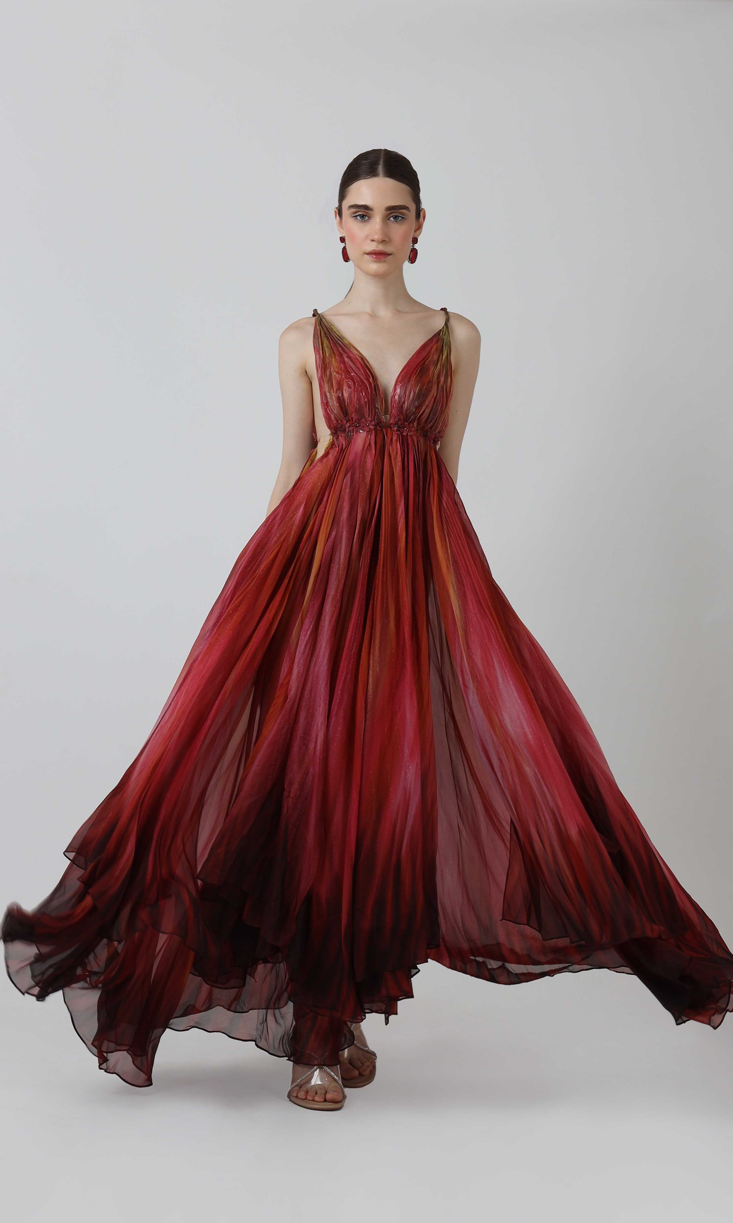 Pleats in flame tones