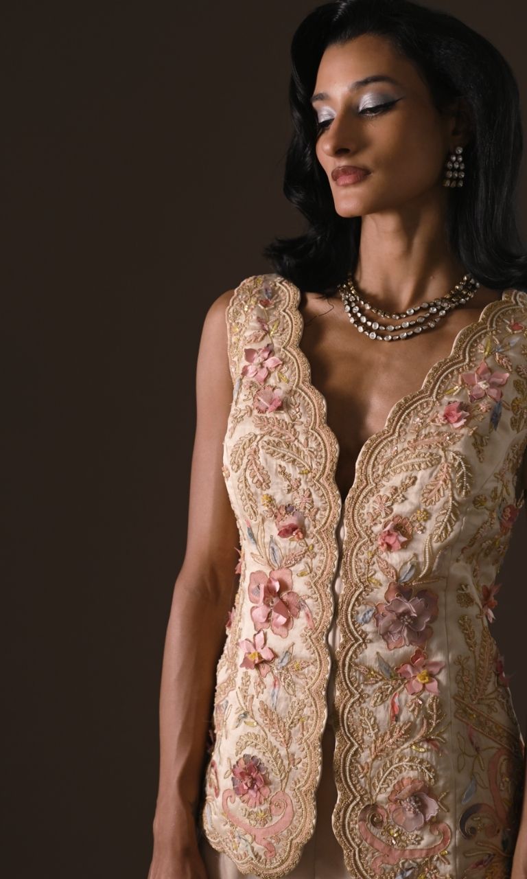 Threadwork and 3D florals