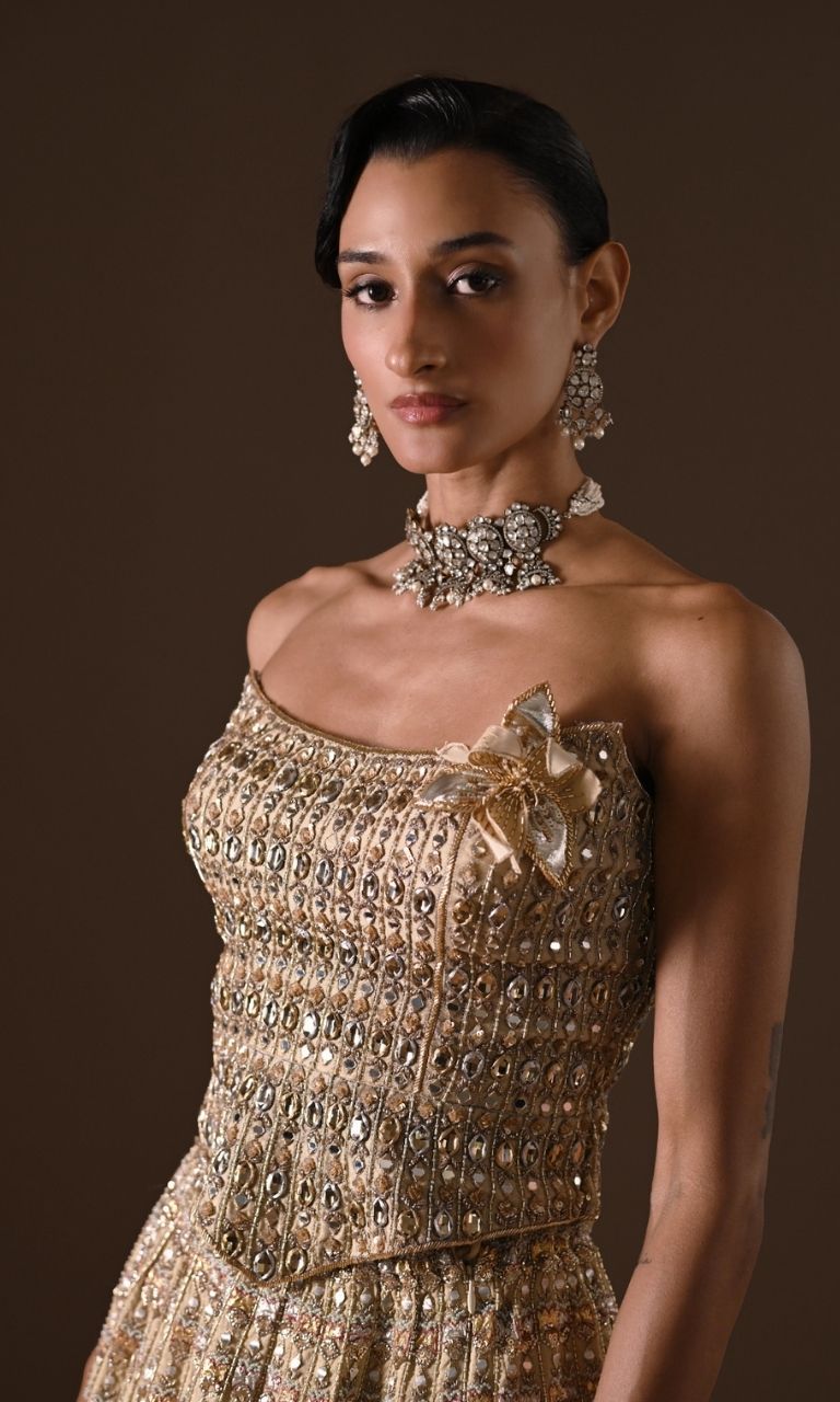 Gilded Mosaic Corset Lehenga Set