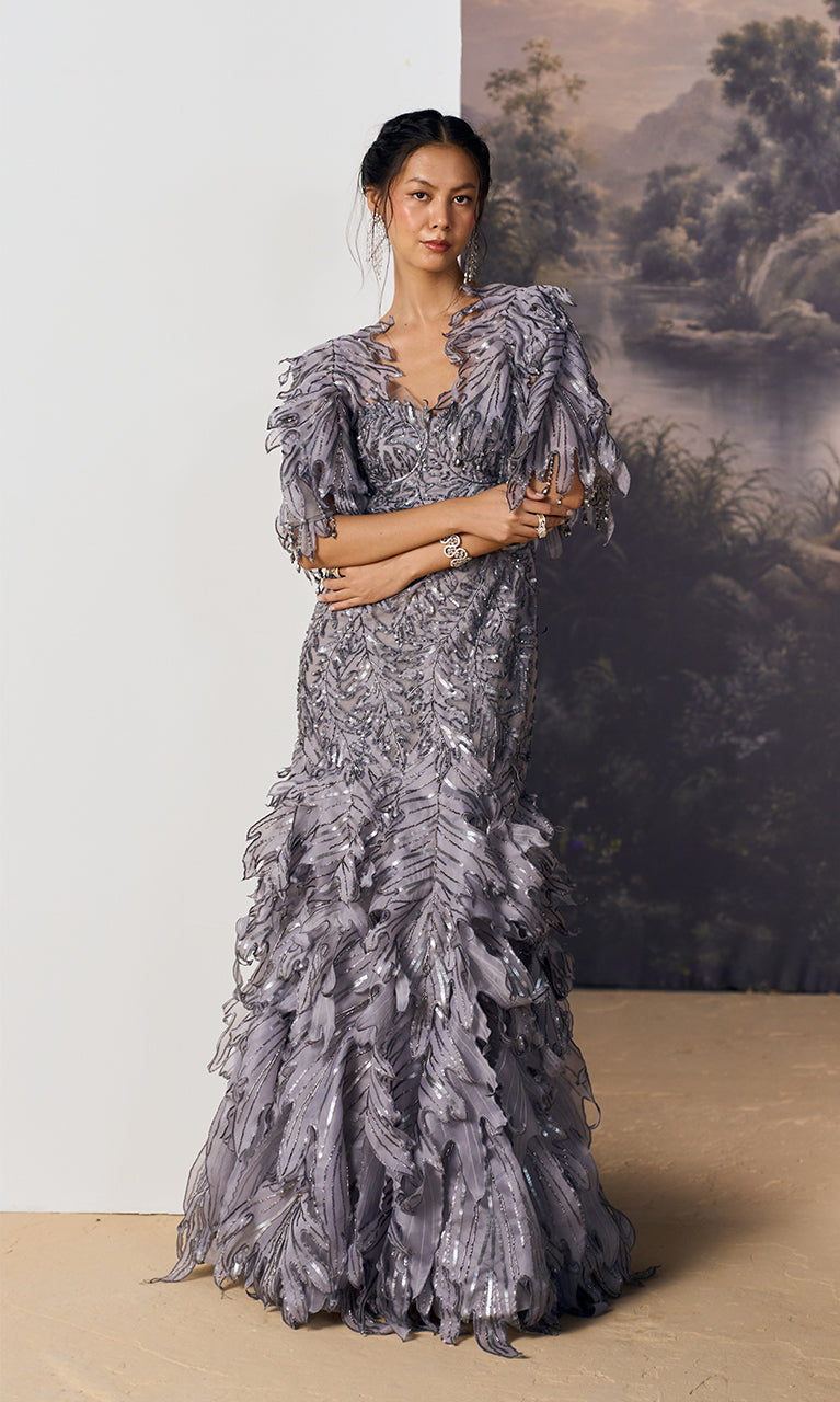 Lunette Feathered Gown