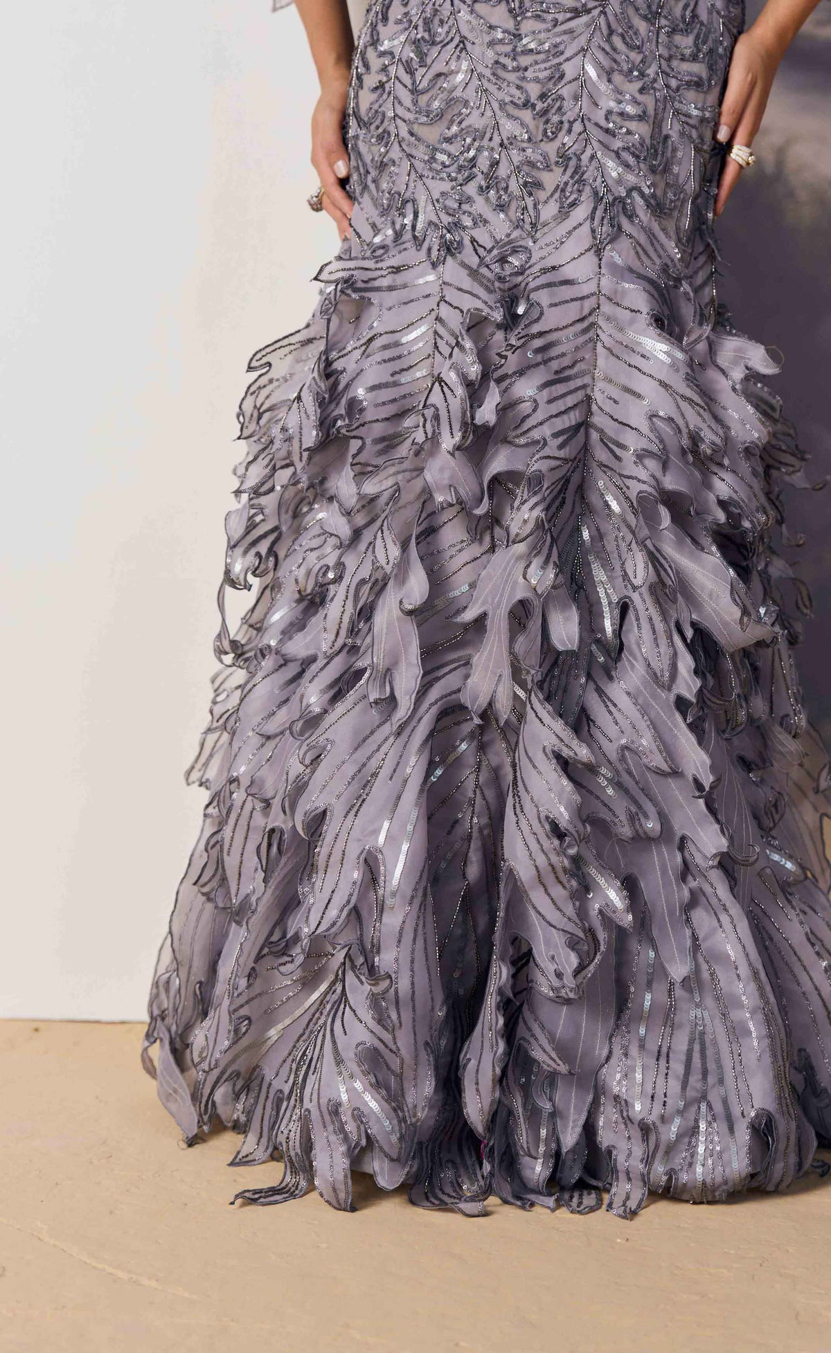 Lunette Feathered Gown