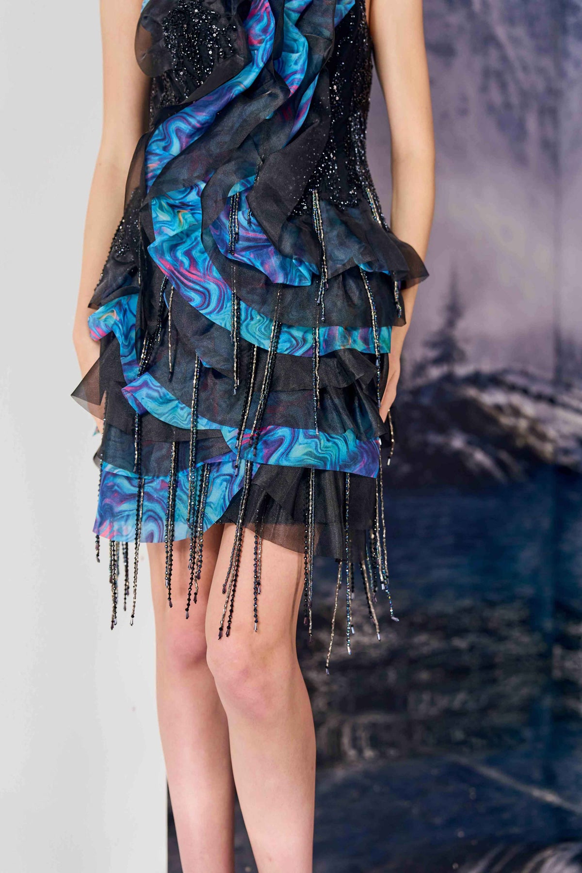 Nebula Ruffle Mini Dress