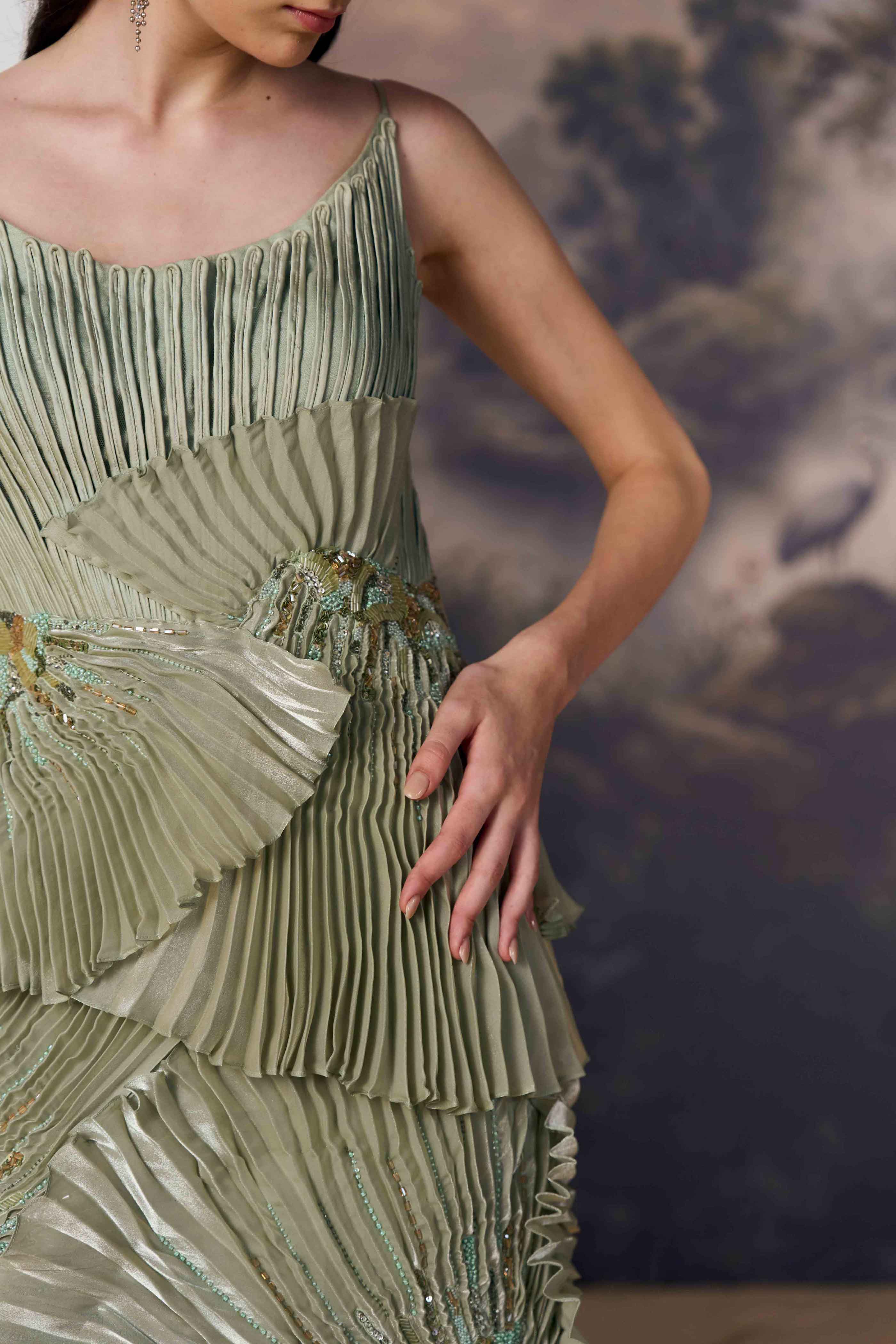 Pleats and crystals