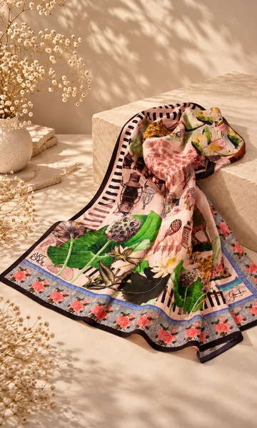 The Art Ichol Silk Scarf– designer wear by Geisha Designs