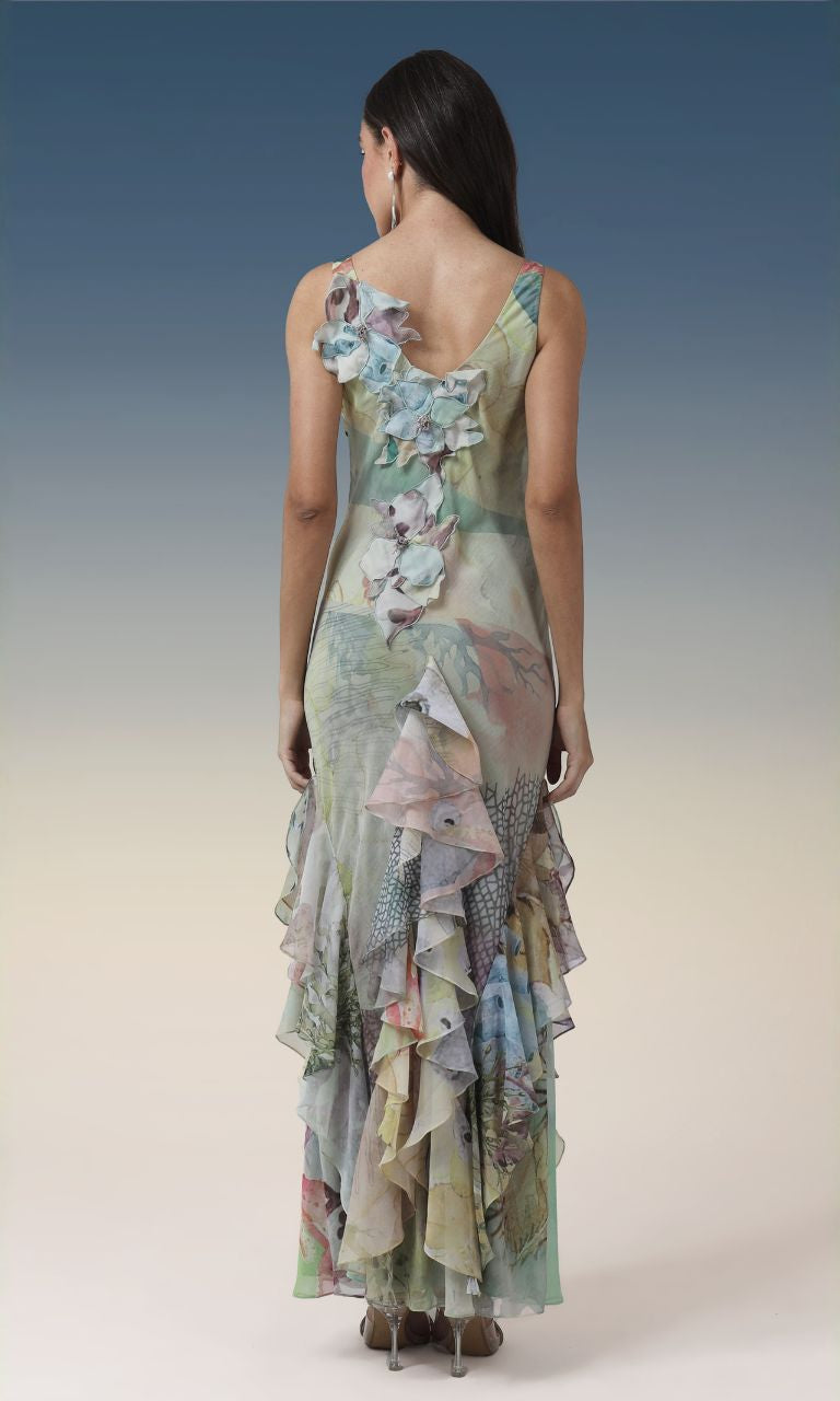 Floral Ruffle Gown
