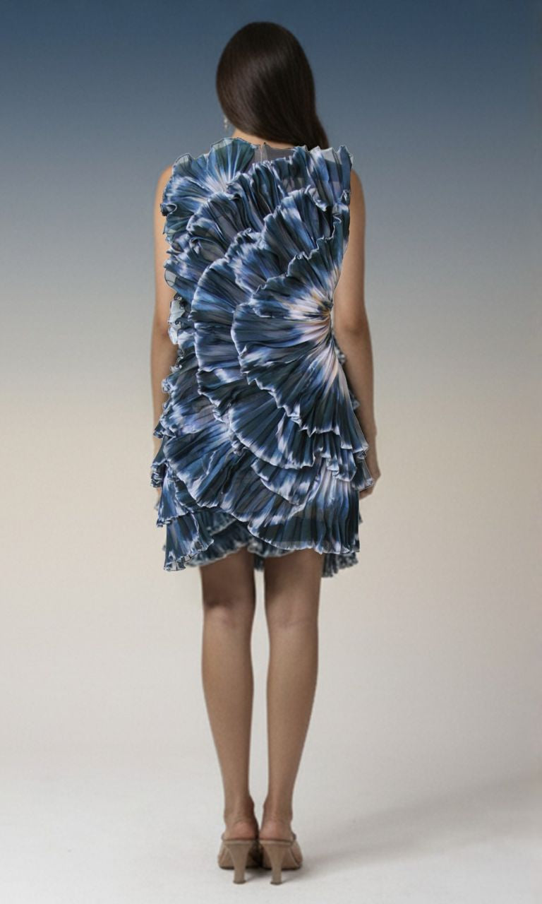 Midnight Tide Ruffle Dress