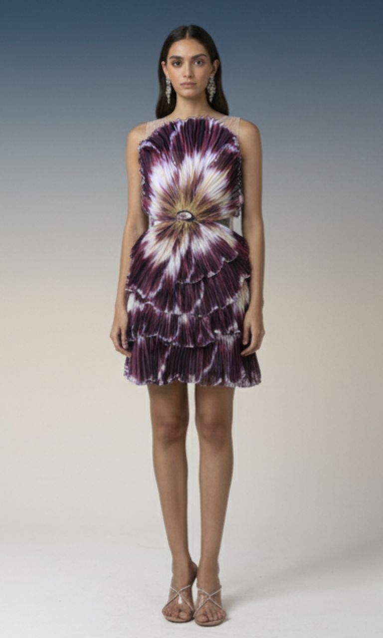 Plum Radiance Sculpted Mini Dress