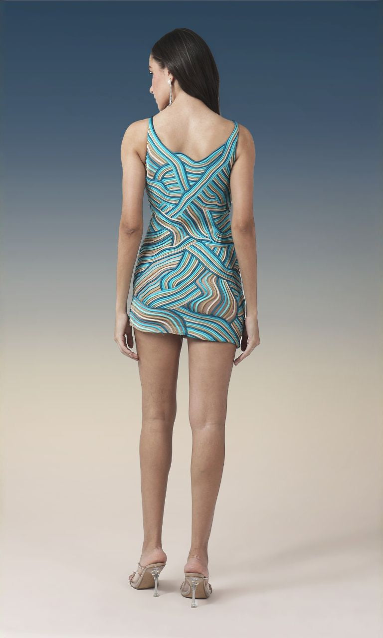 Aqua Serpentine Bodycon Mini Dress
