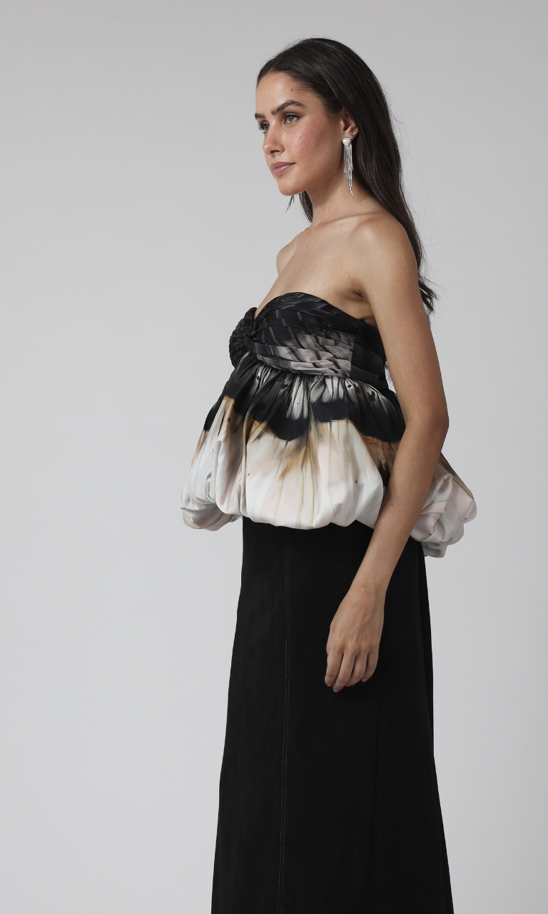 Eclipse Bloom Strapless Column Gown