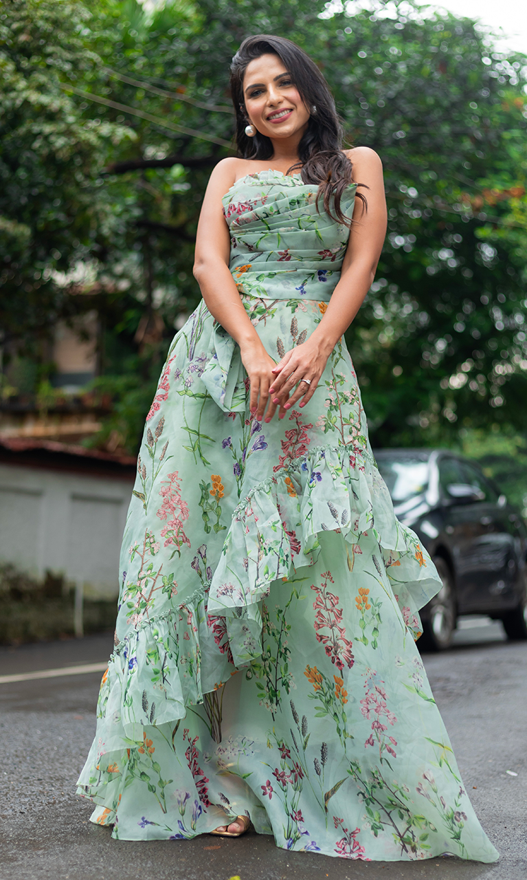 Florence Off-Shoulder Pleated Gown – Geisha Designs by Paras and Shalini
