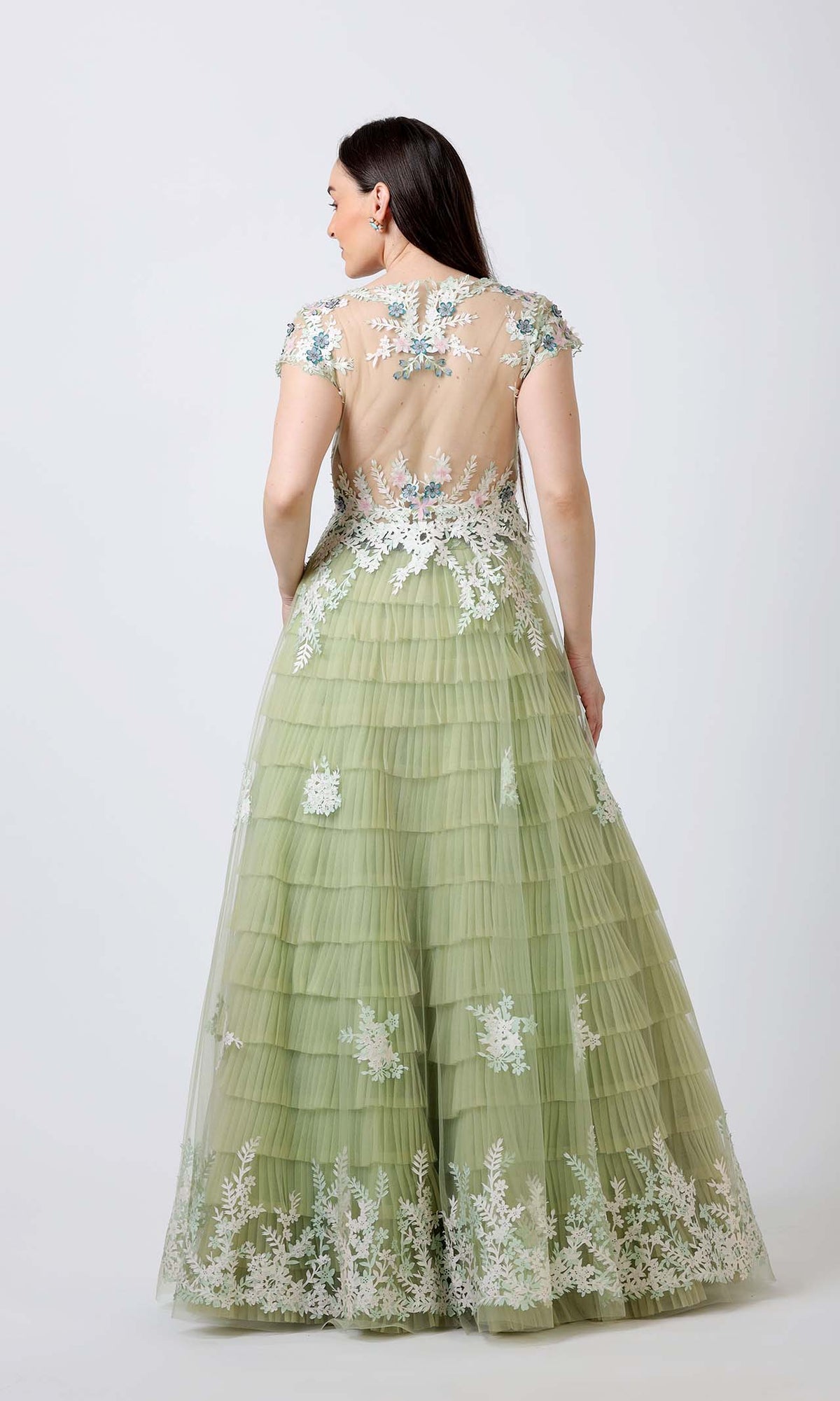 Green Anarkali with Skirt