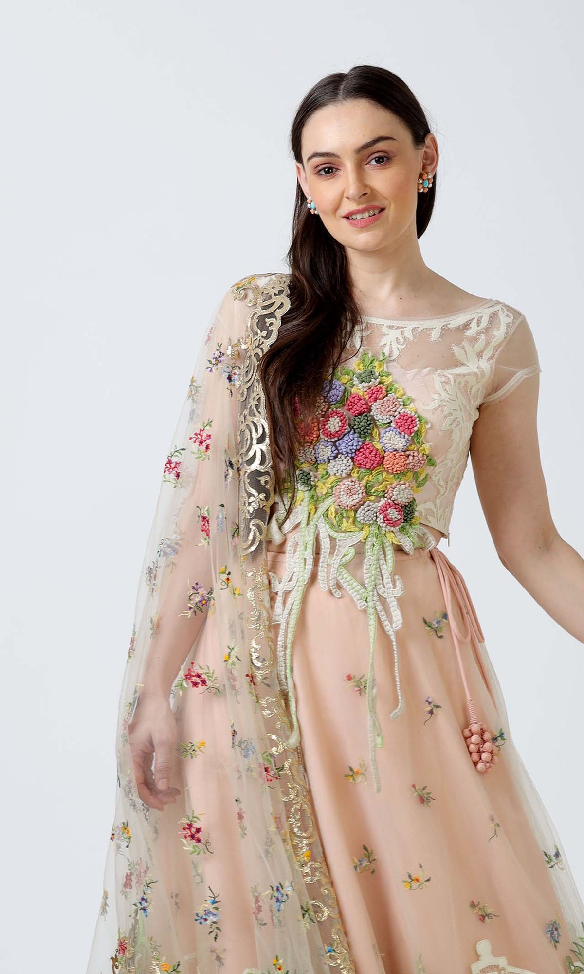 Multi Embroidered Lehenga Set