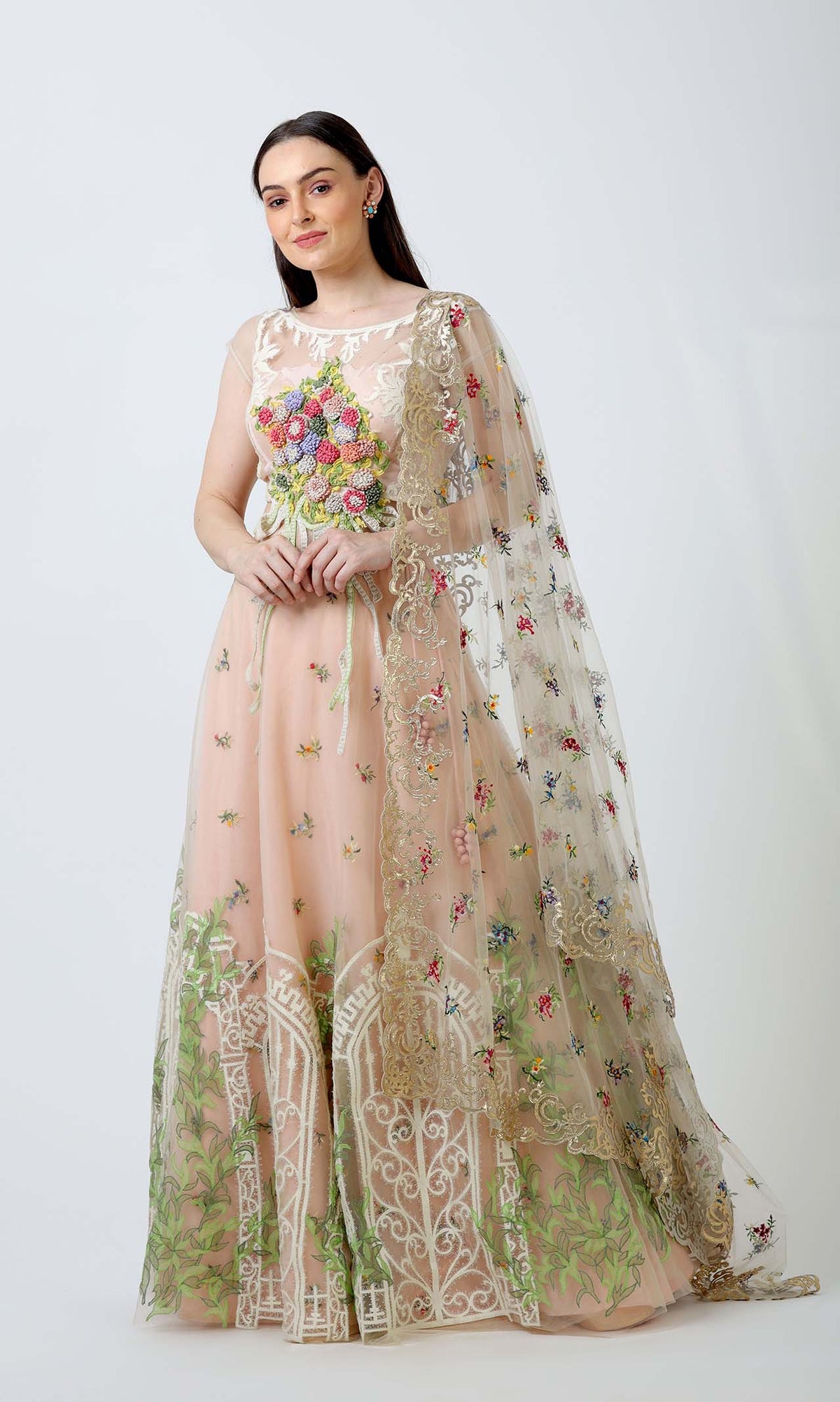 Multi Embroidered Lehenga Set