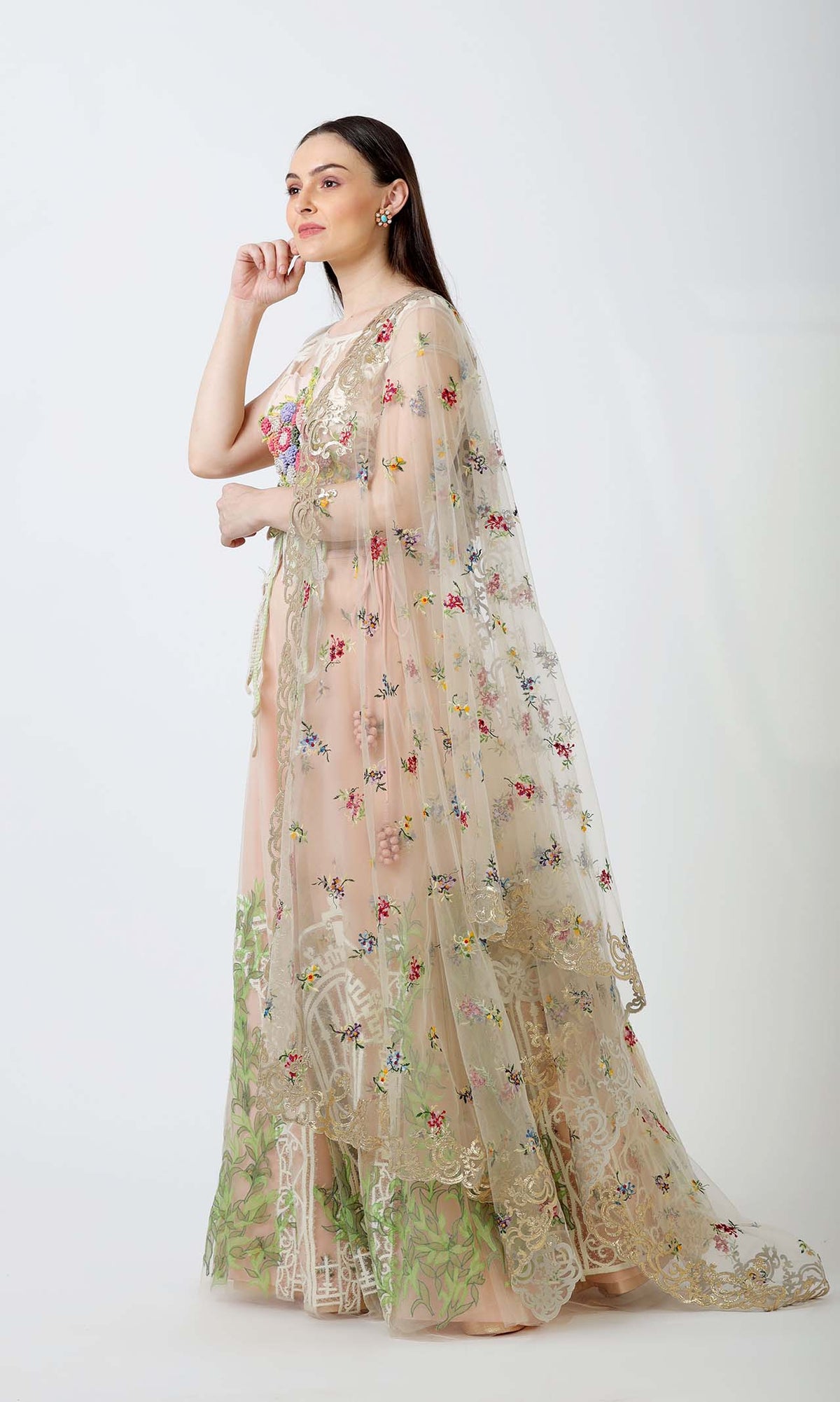 Multi Embroidered Lehenga Set