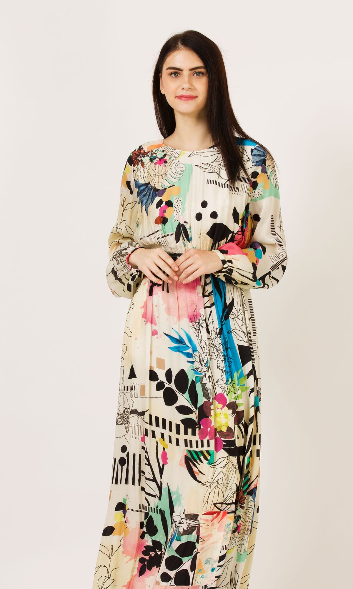 Collage Printed Maxi Dress