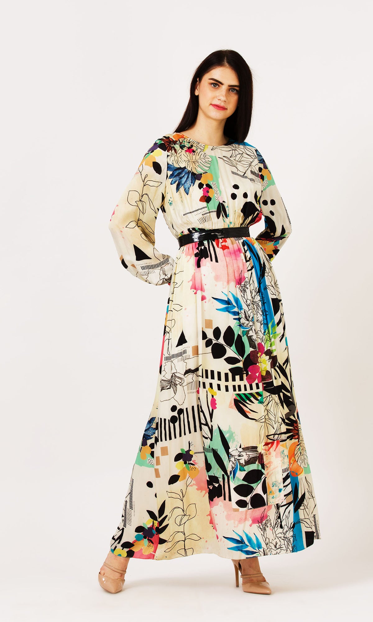 Collage Printed Maxi Dress
