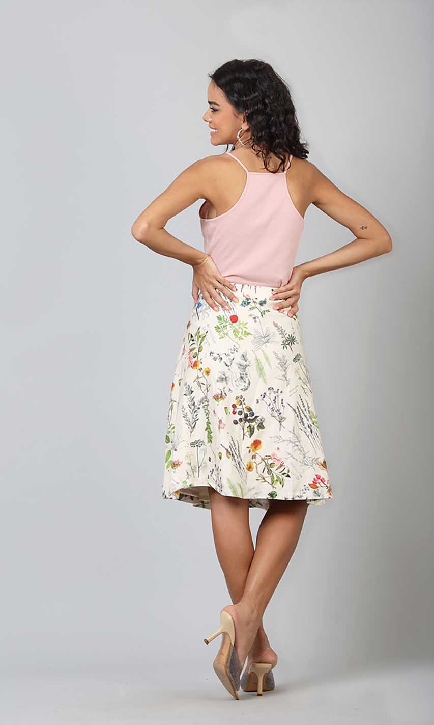 Botanical Print Wrap Skirt