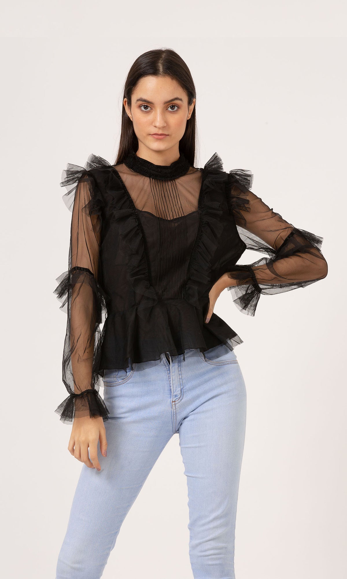Tulle Frill Peplum Top