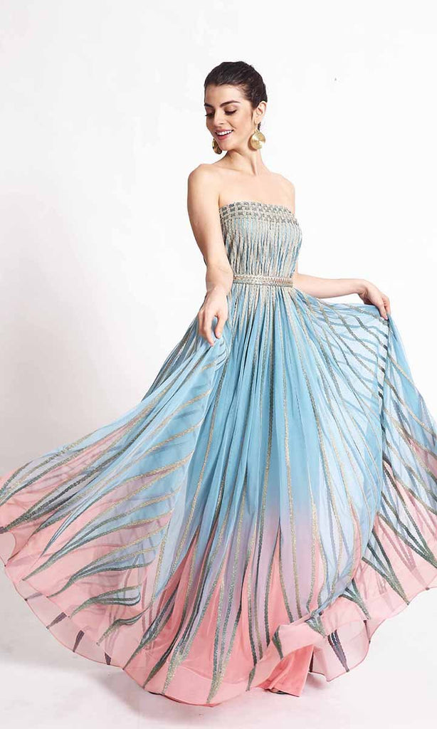 Blue and 2025 pink ombre dress