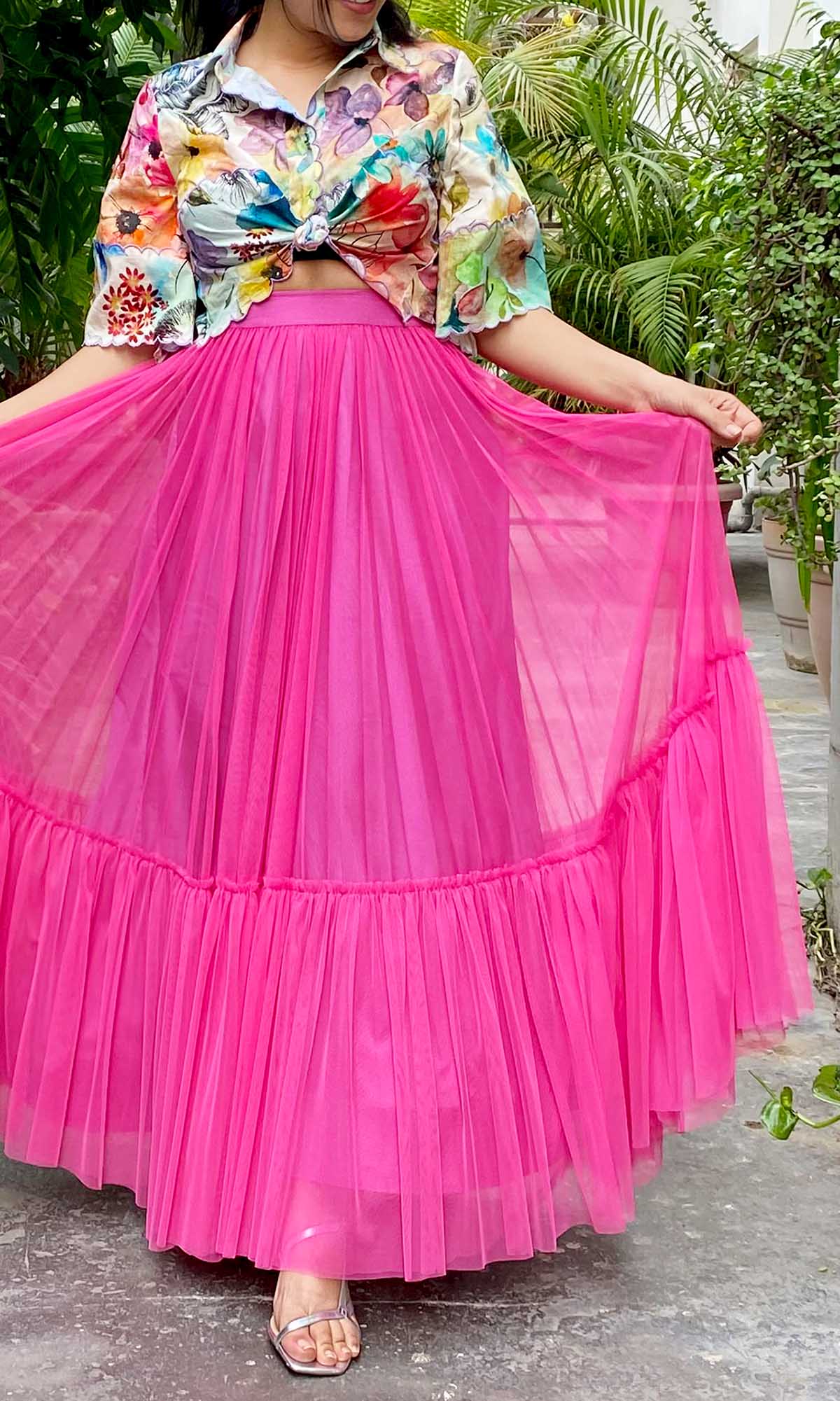 Fuchsia Tiered Skirt
