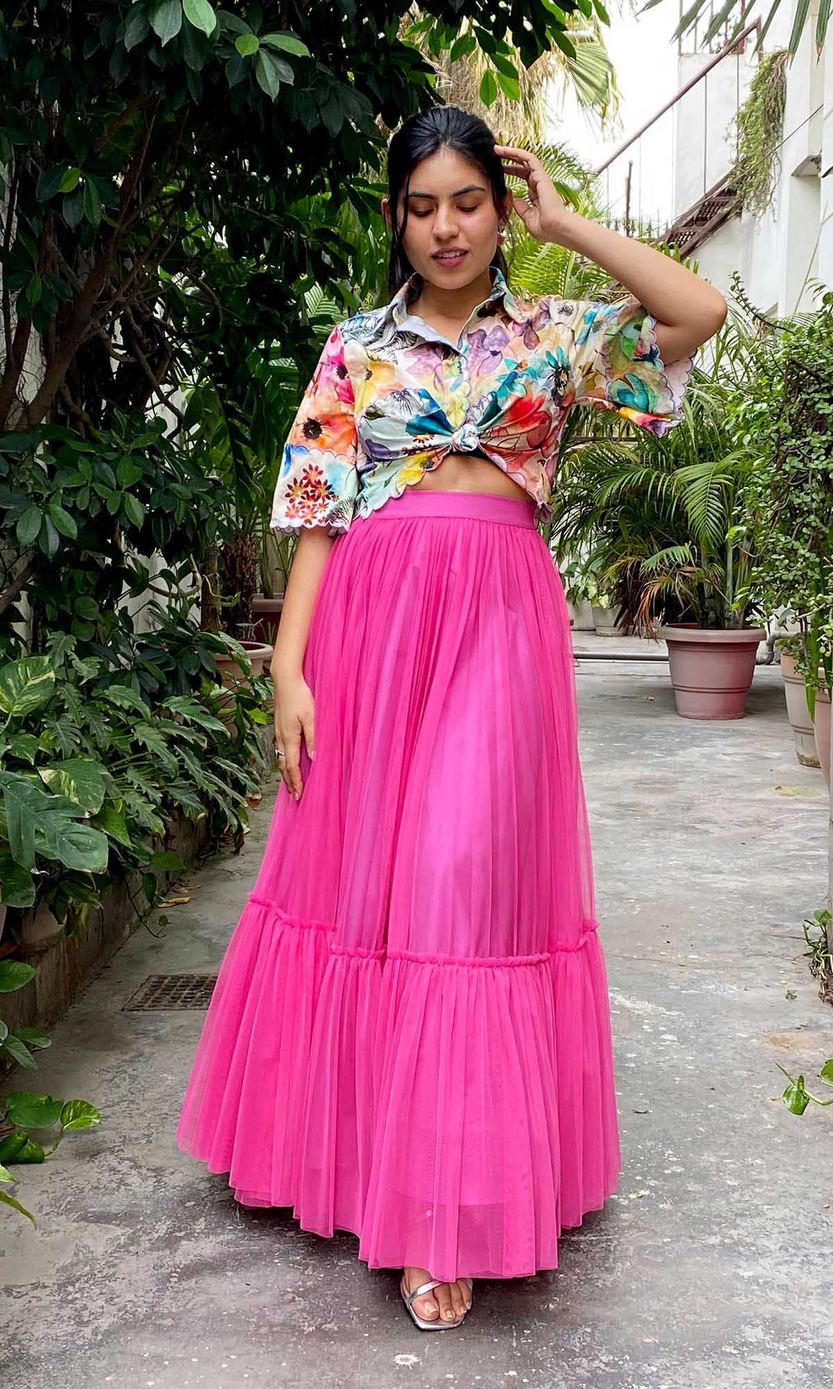 Fuchsia Tiered Skirt