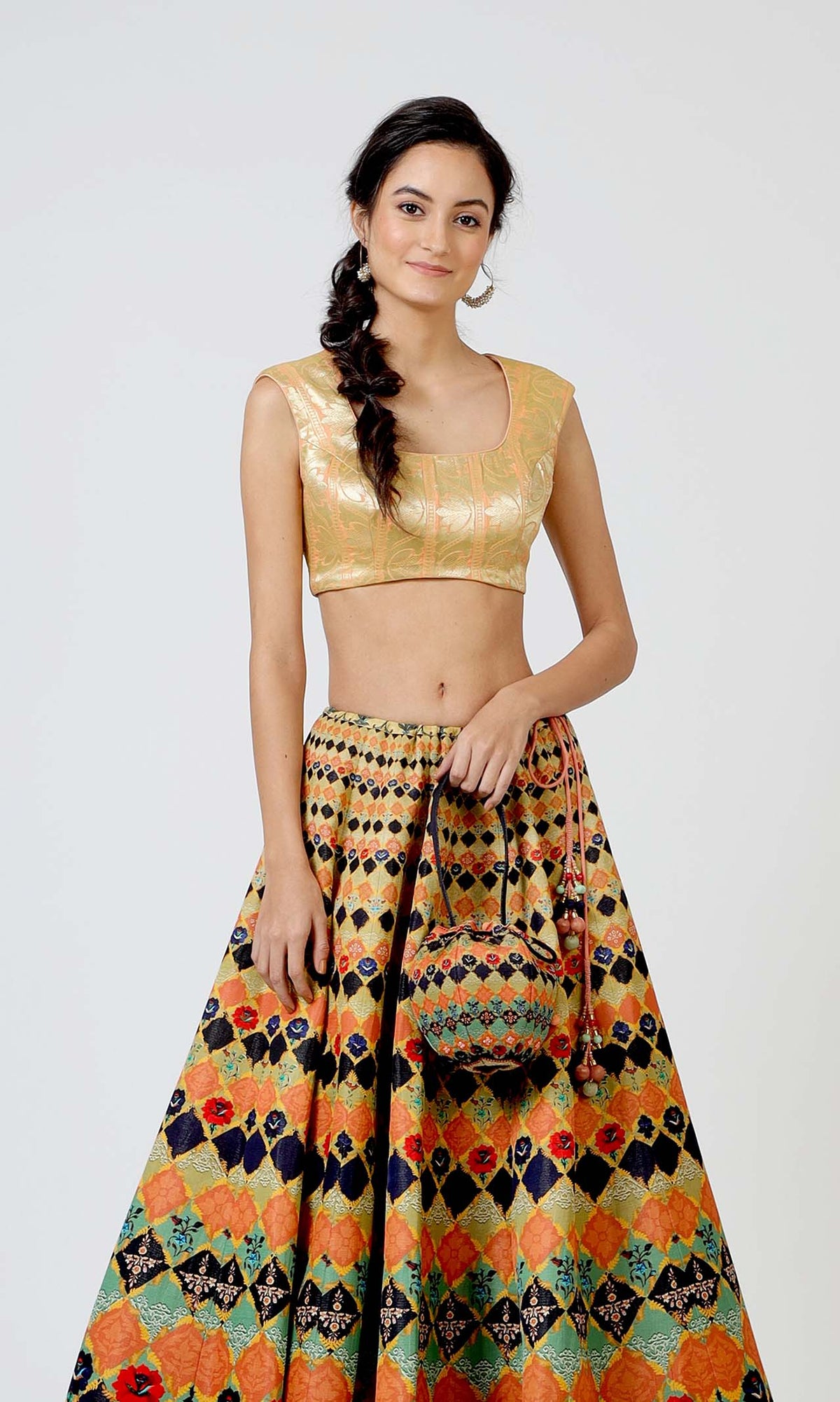 Ethereal Checkered Brocade Lehenga Set