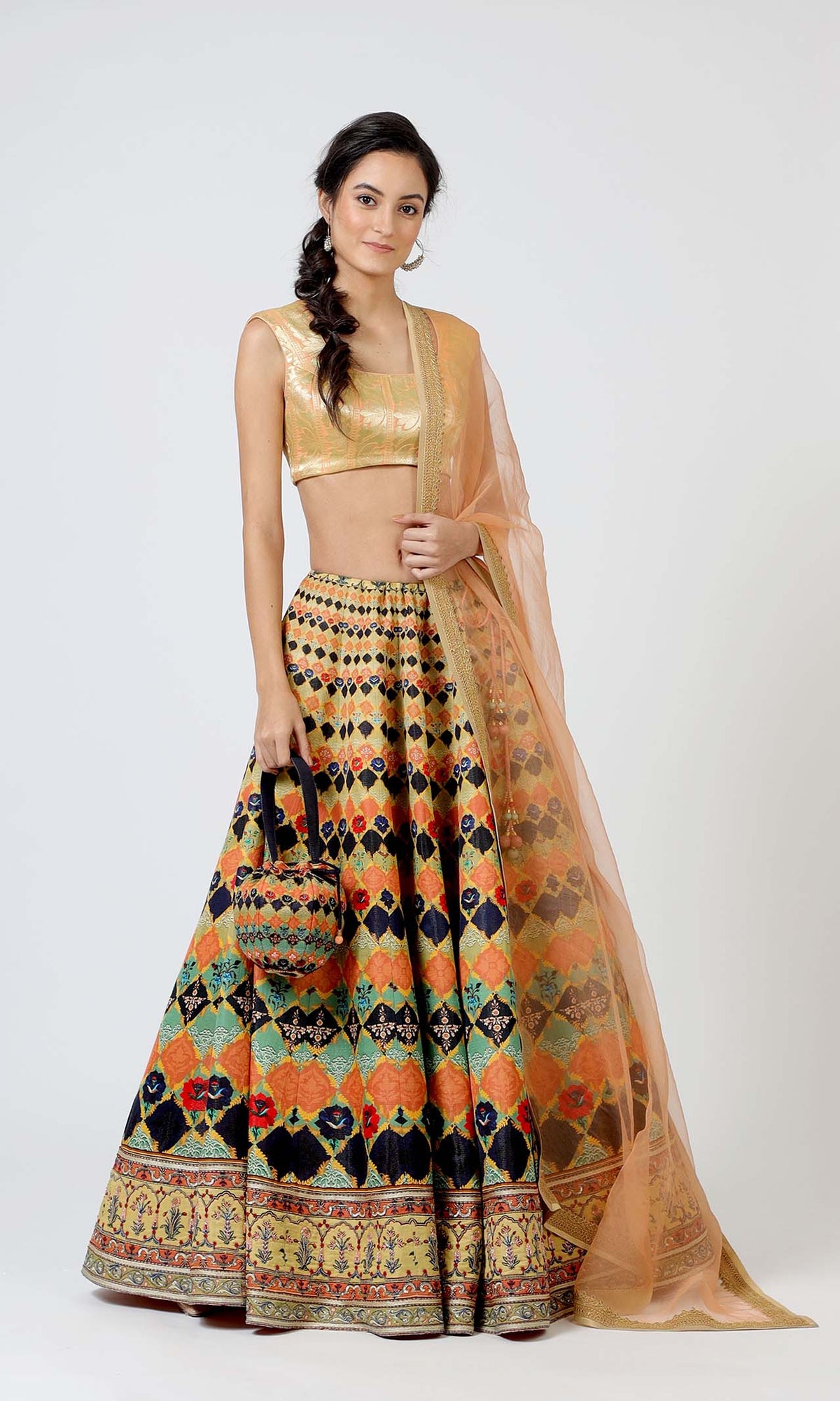 Ethereal Checkered Brocade Lehenga Set