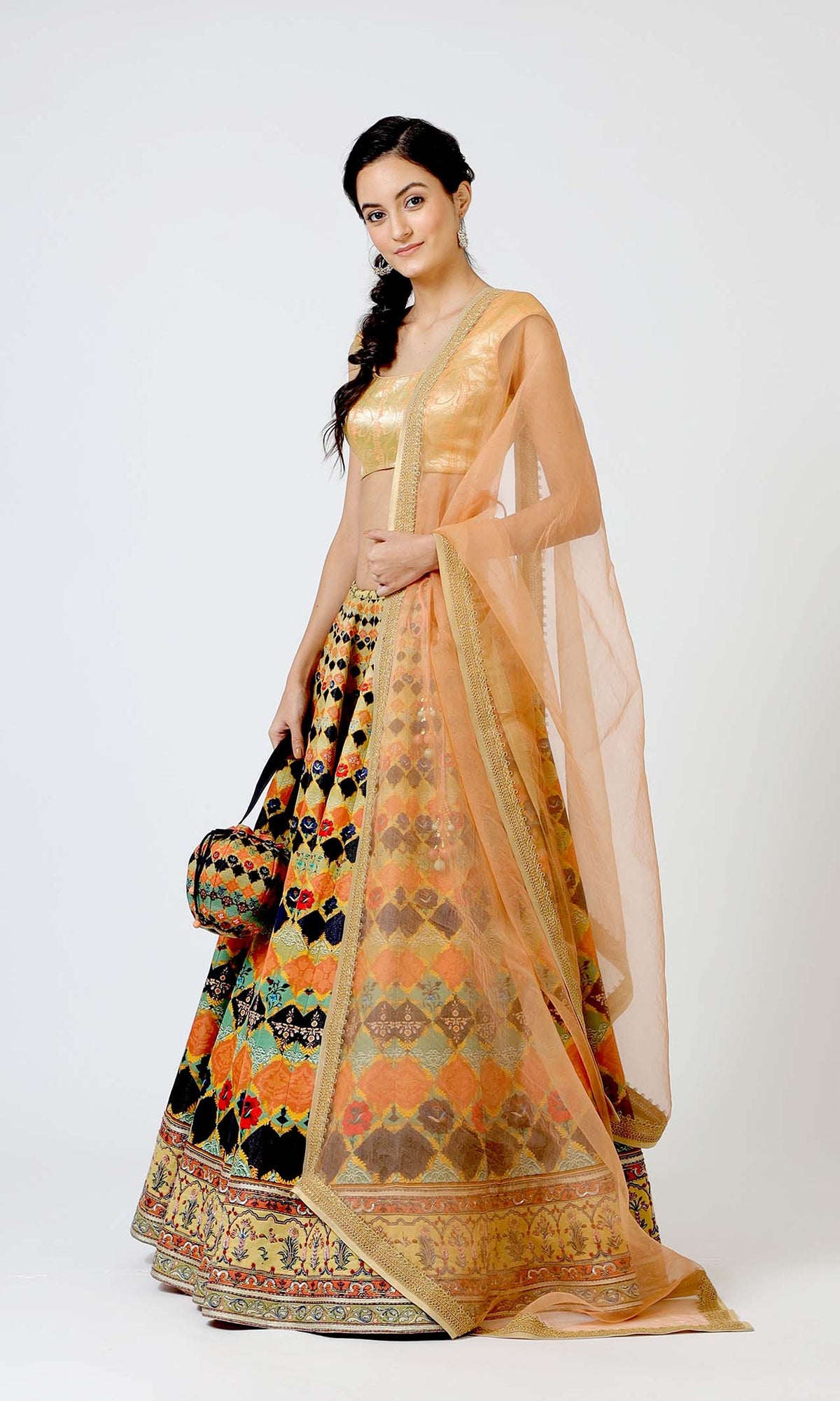 Ethereal Checkered Brocade Lehenga Set