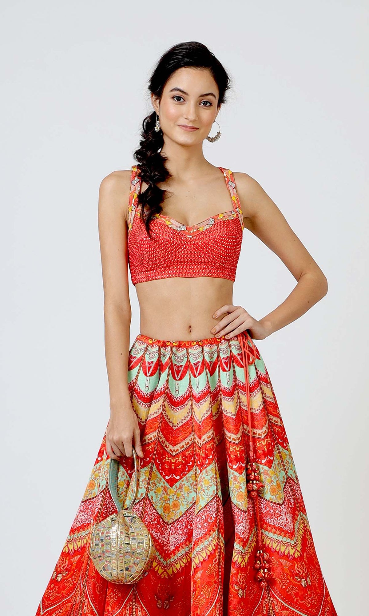 Scarlet Bead Embroidered Lehenga Set