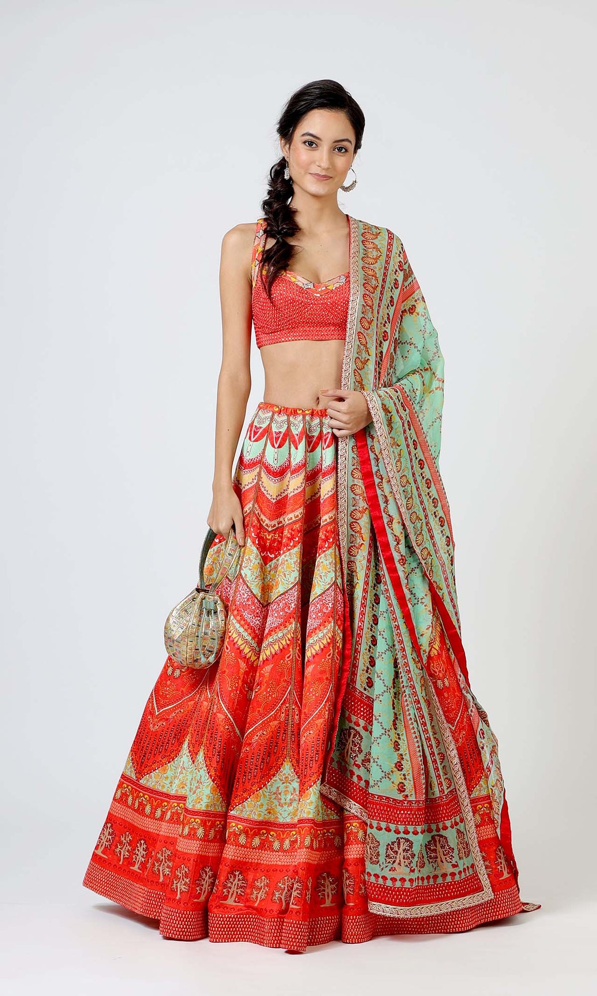 Scarlet Bead Embroidered Lehenga Set