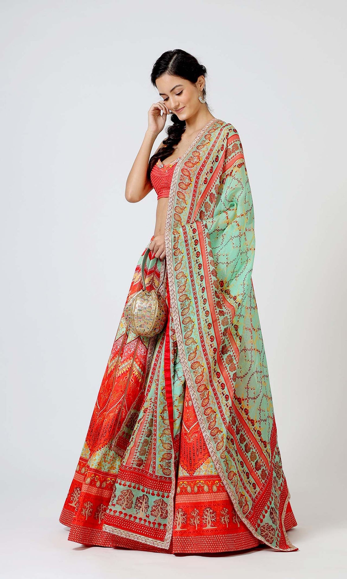 Scarlet Bead Embroidered Lehenga Set