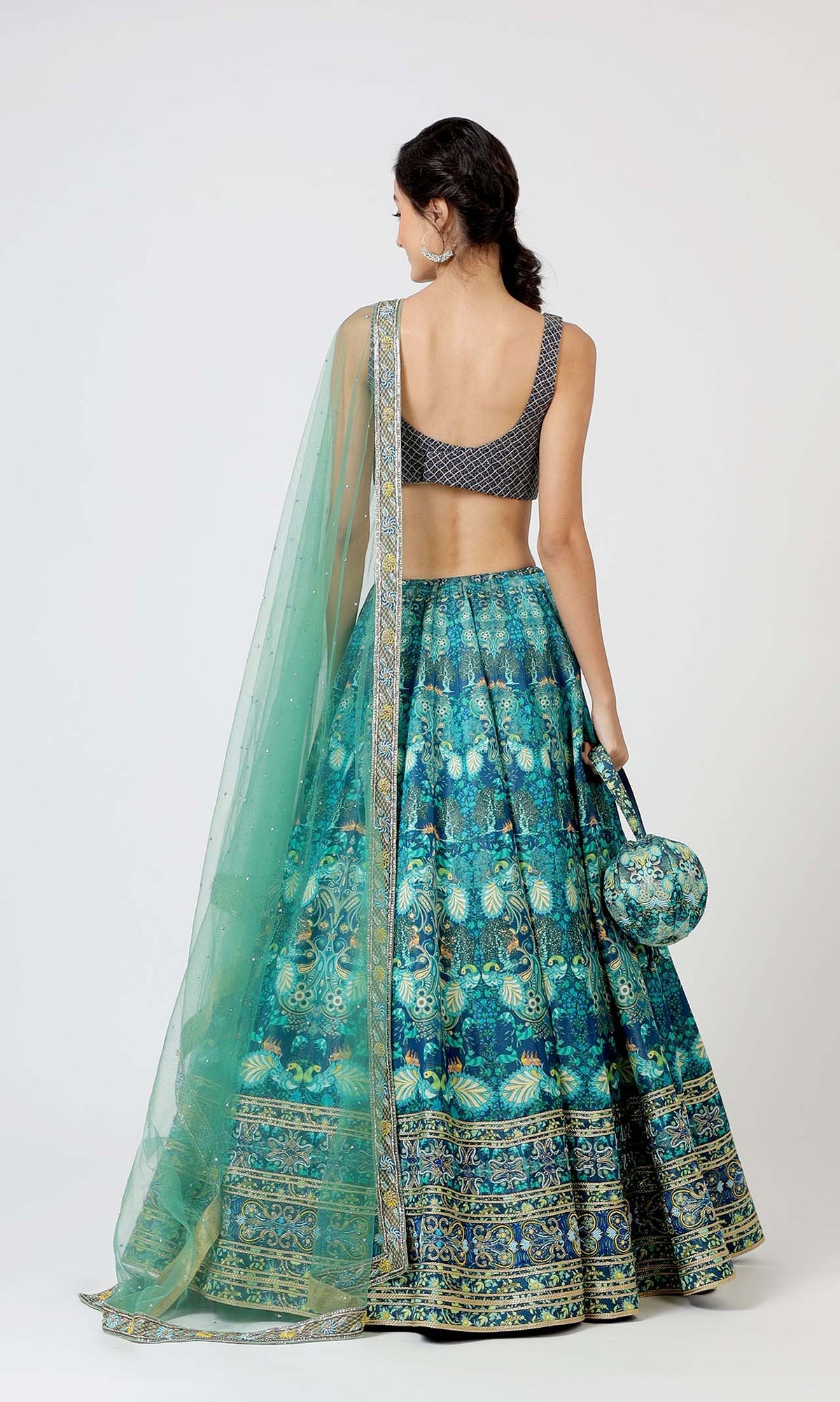 Emerald Gold Paisley Lehenga Set